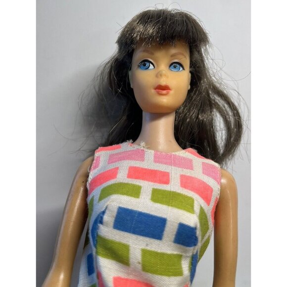 Barbie 1958 Mattel Midge #6 Patented Brunette Hair Dress No Green Ear! Blue Eyes - Picture 4 of 7
